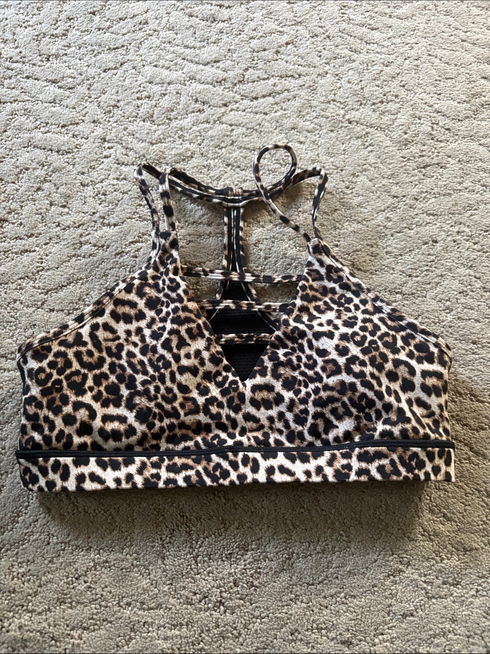 ZYIA Active Leopard Print Sports Bra - Black & Brown